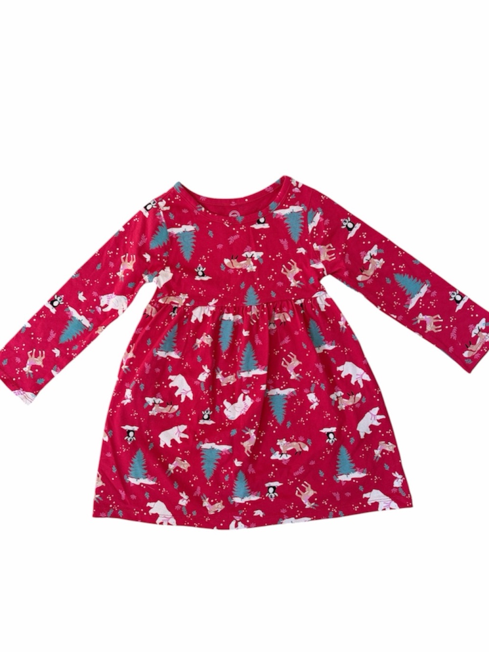 wonder nation Red Holiday Animal & Tree Print Long Sleeve Dress